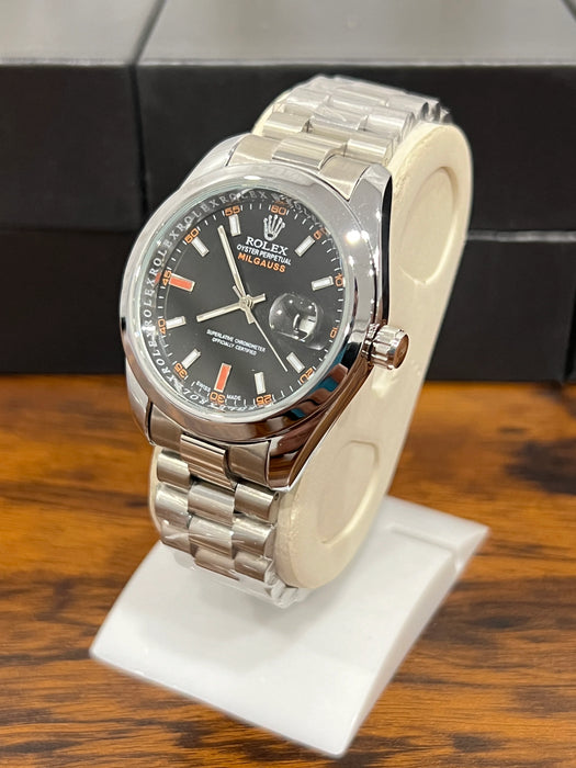 Rolex Elegant Men's Golden-Tone Stainless Steel Quartz Watch with Date Display